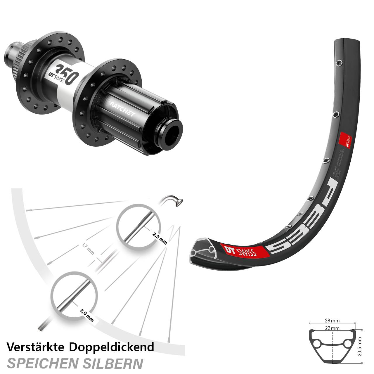 533d DT Swiss 350 26 Zoll Disc Laufrad 12x142 8-11 fach HG