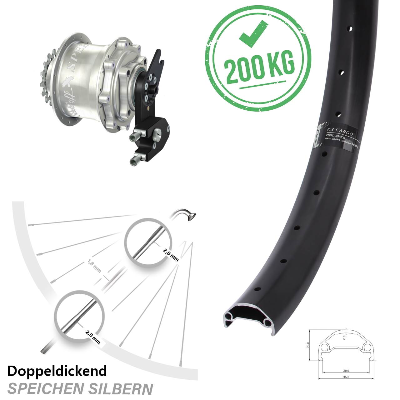 KX Cargo Rohloff Speedhub CC DB OEM2 Tandem 29 Zoll Disc Hinterrrad