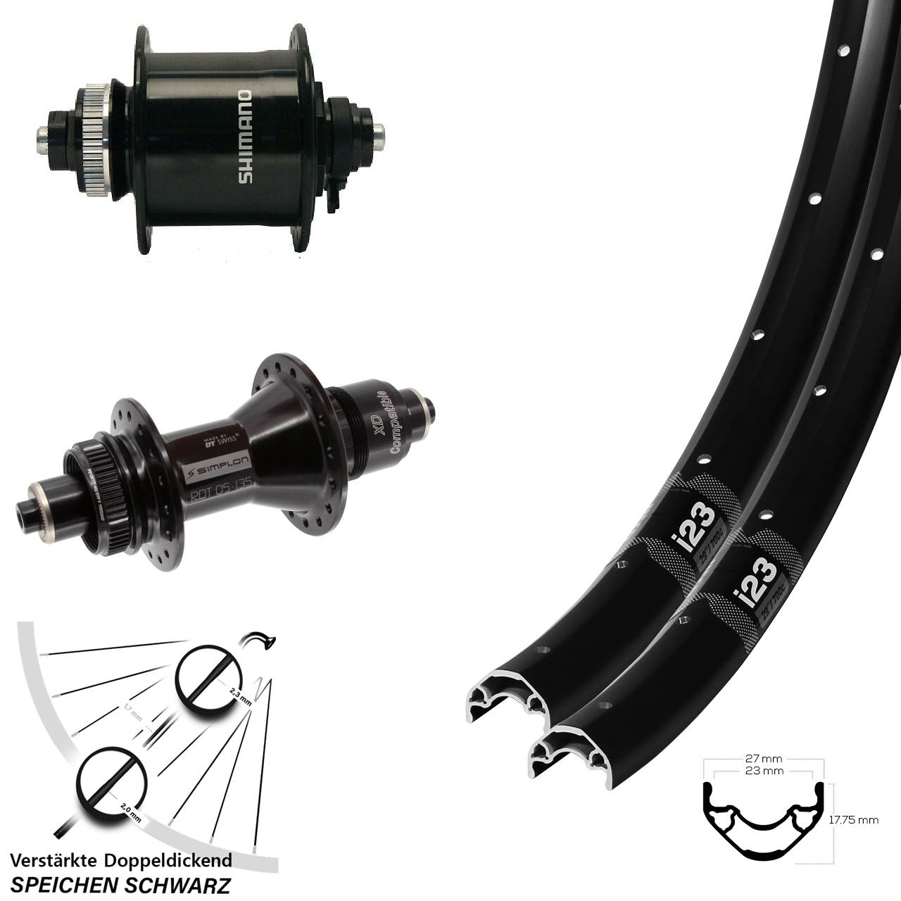 Centerlock Laufradsatz QR 28-29 Zoll WTB i23 ST DT Swiss 370 Shimano DH-UR700-3D SRAM XD