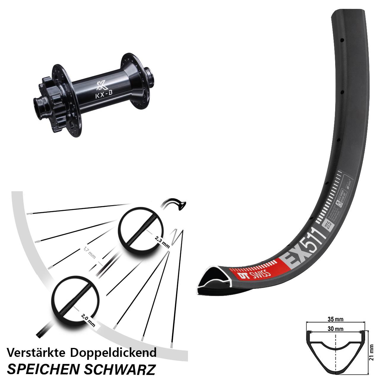 Disc Laufrad 29 Zoll DT Swiss EX 511 KX-B 15x110 Boost