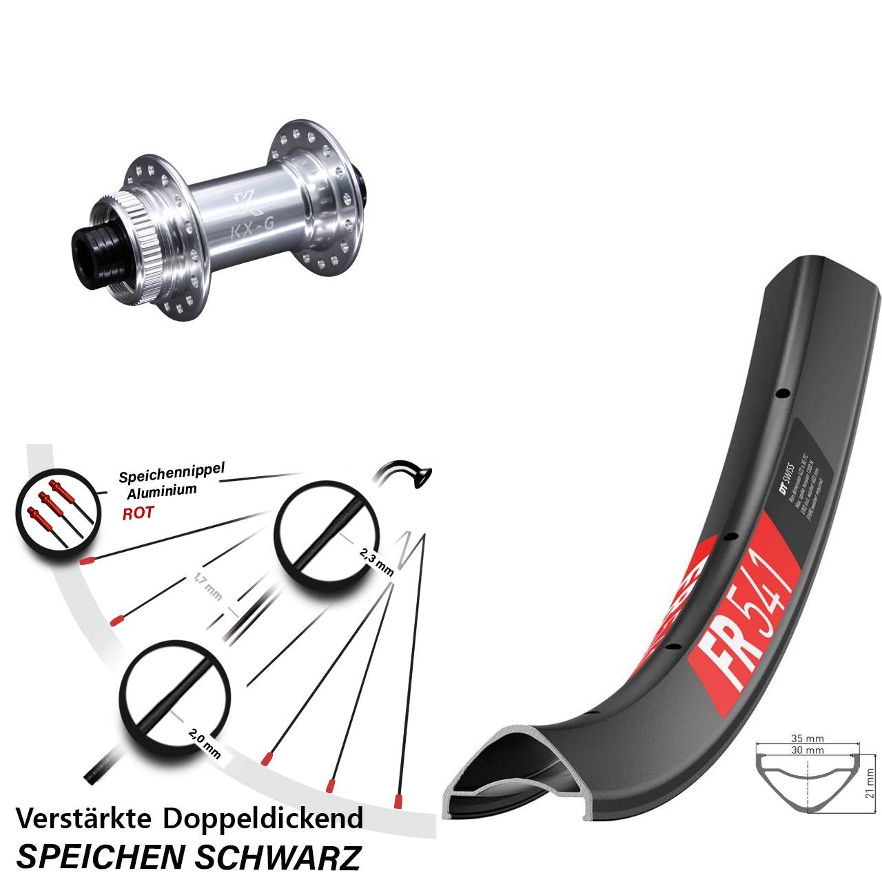 Vorderrad Centerlock 29 Zoll DT Swiss FR 541 KX-G 15x100