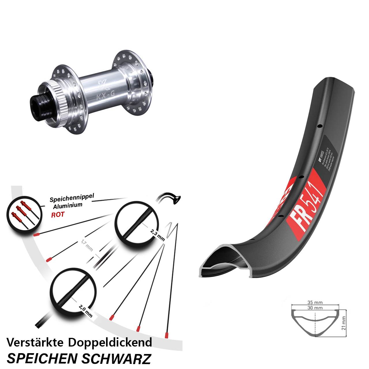 Vorderrad Centerlock 29 Zoll DT Swiss FR 541 KX-G 15x100