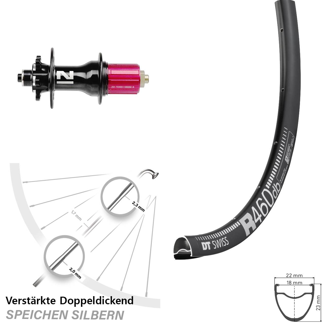 28 Zoll DT Swiss R 460 Novatec D792SB Disc Laufrad für Schnellspanner 8-12 fach HG