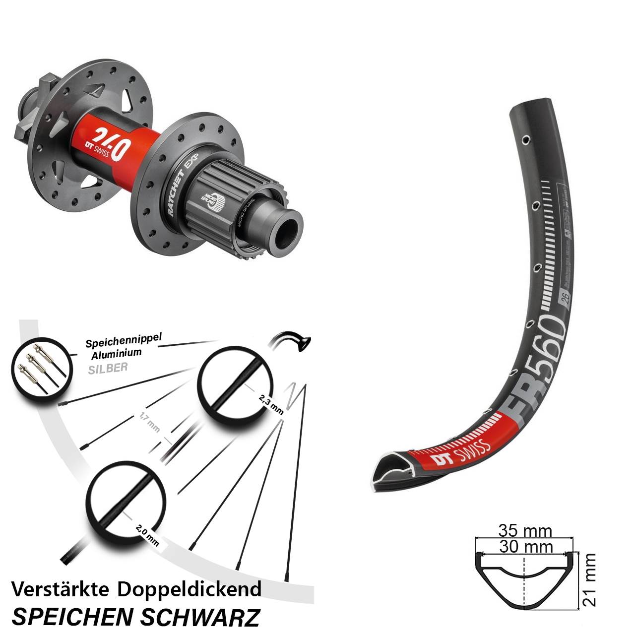 Disc Laufrad 26 Zoll DT Swiss FR 560 DT Swiss 240 Shimano Micro Spline 12x148 Boost