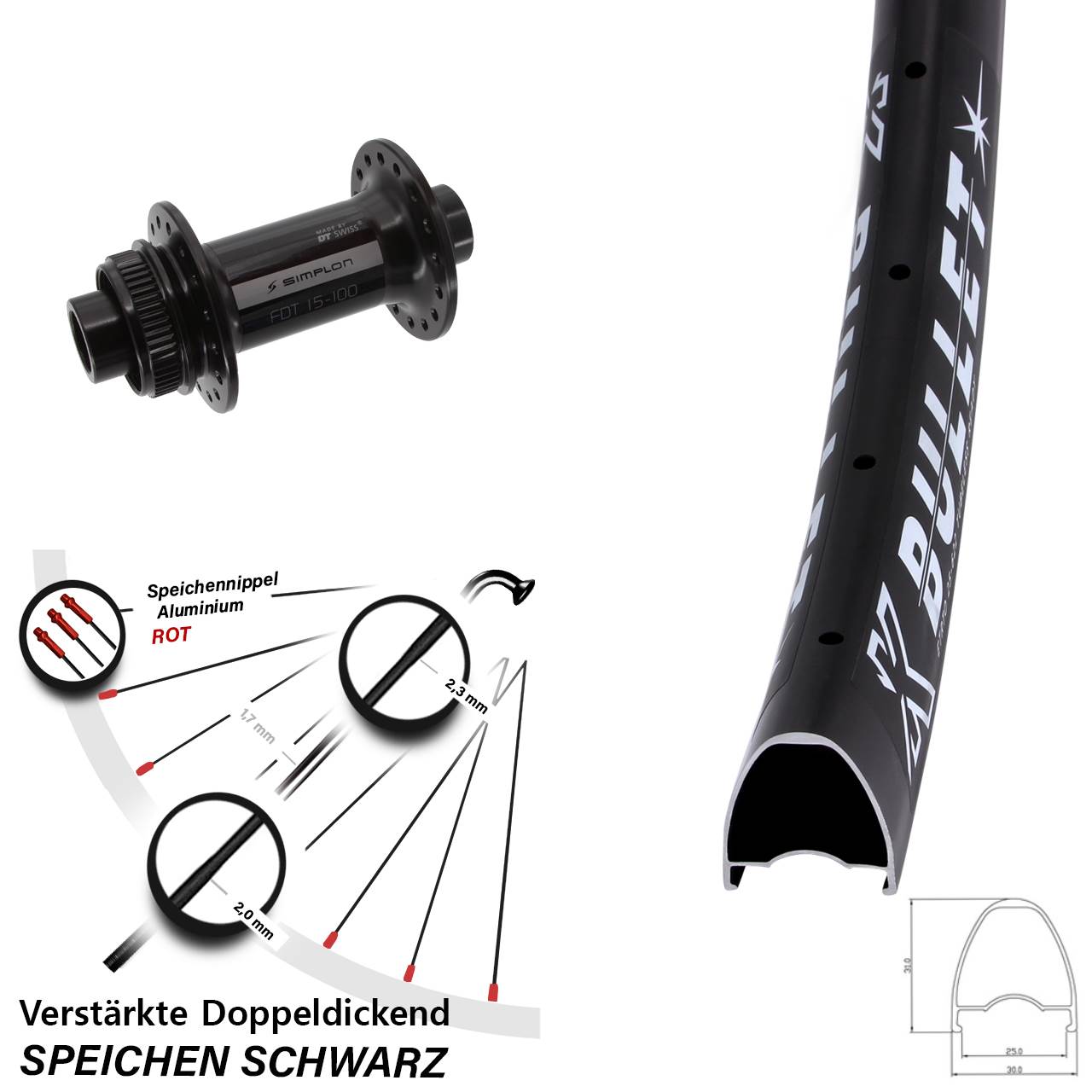 Vorderrad Centerlock 29 Zoll KX Bullet DT Swiss 370 12x100