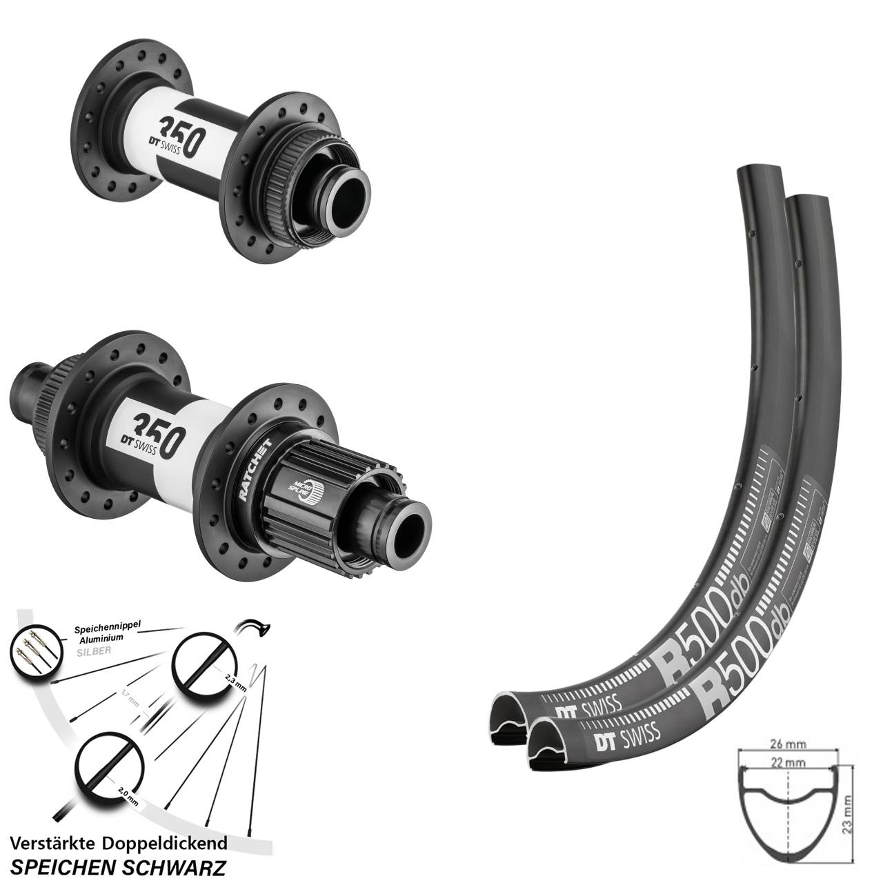 Disc Laufradsatz 15x100 12x142 28 Zoll DT Swiss R 500 DT Swiss 350 Shimano Micro Spline