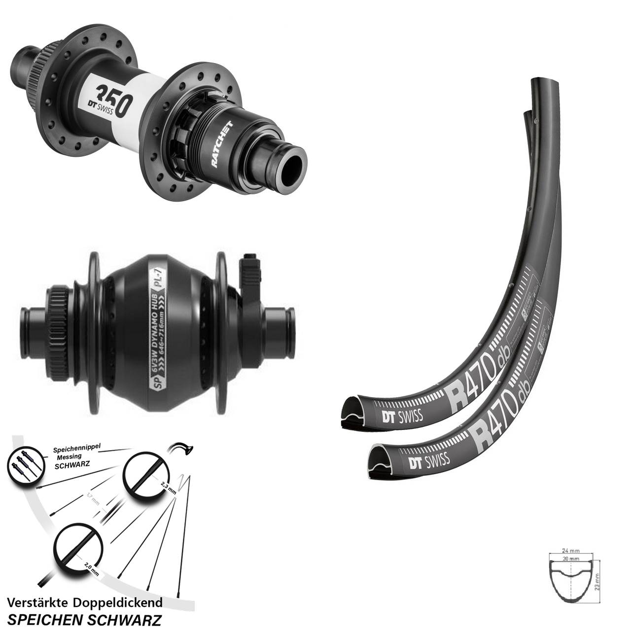 Disc Laufradsatz 12x100/142 28 Zoll DT Swiss R 470 350 Ratchet 36 Shutter PL-7 SRAM XDR