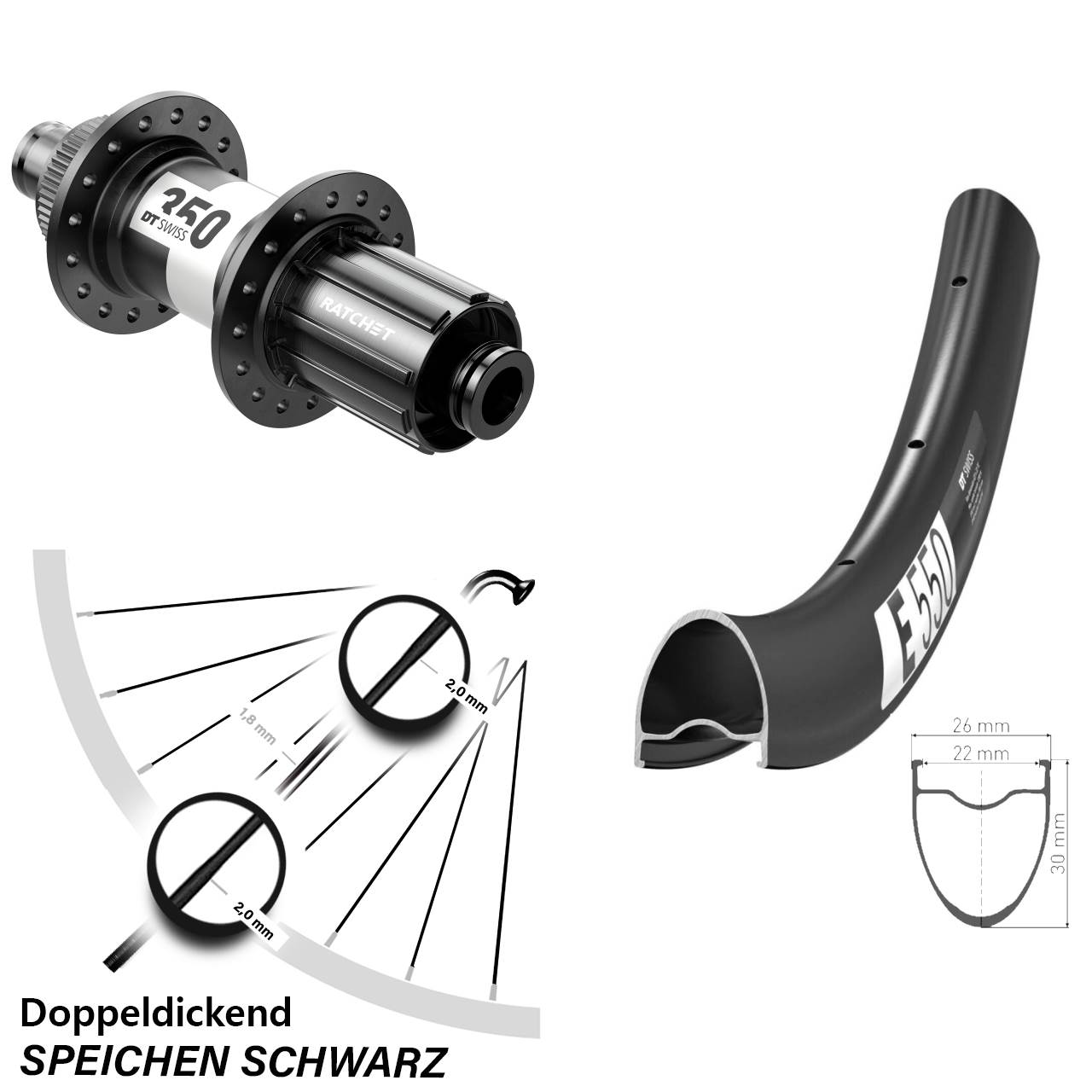 Disc Hinterrad 28 Zoll DT Swiss E550-350 11-12 fach HG 12x142