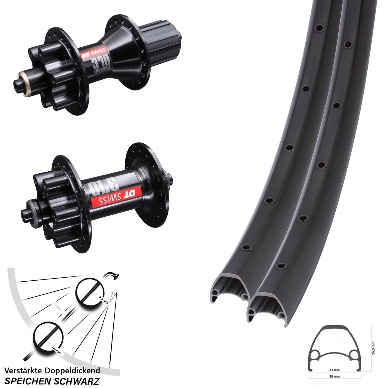 Disc Laufradsatz 29 Zoll Ambrosio Sport DT Swiss 370 Hybrid 8-11 fach HG QR