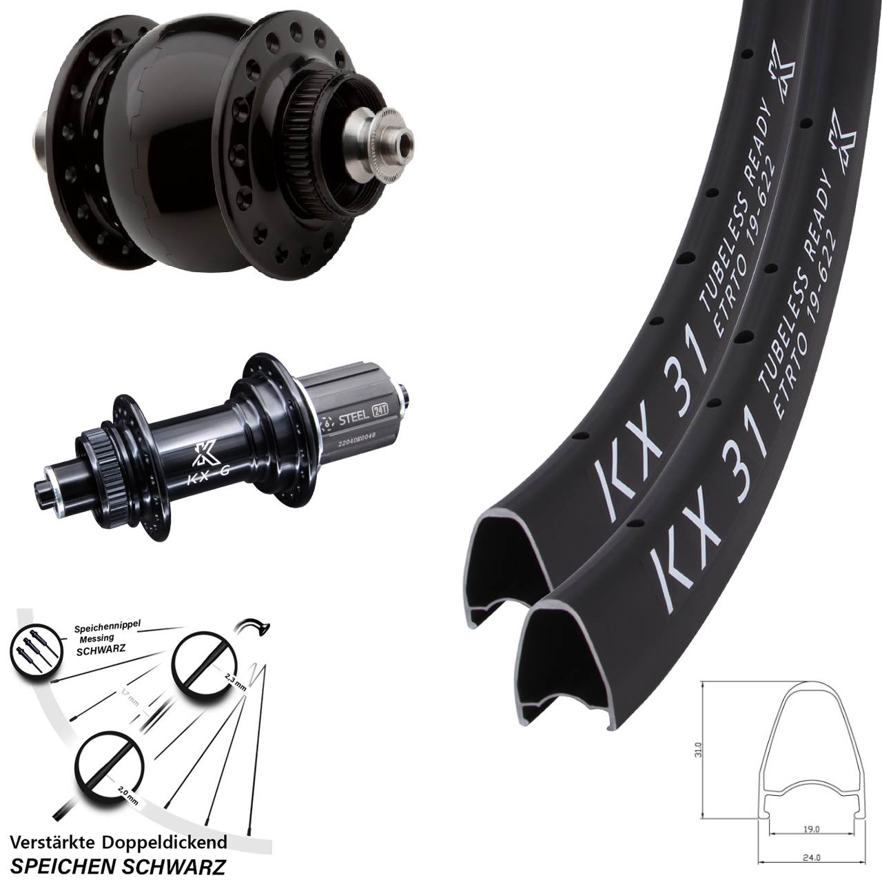 KX-GS 31 Heavy Duty SONdelux 28 Zoll Disc Laufradsatz QR 8-12 fach HG