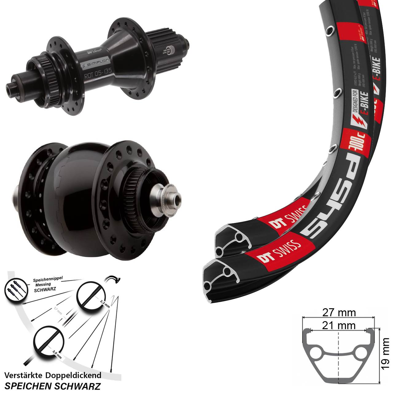 DT Swiss 545-370 Hybrid SON 28 28-29 Zoll Disc Laufrad-Satz QR Micro Spline