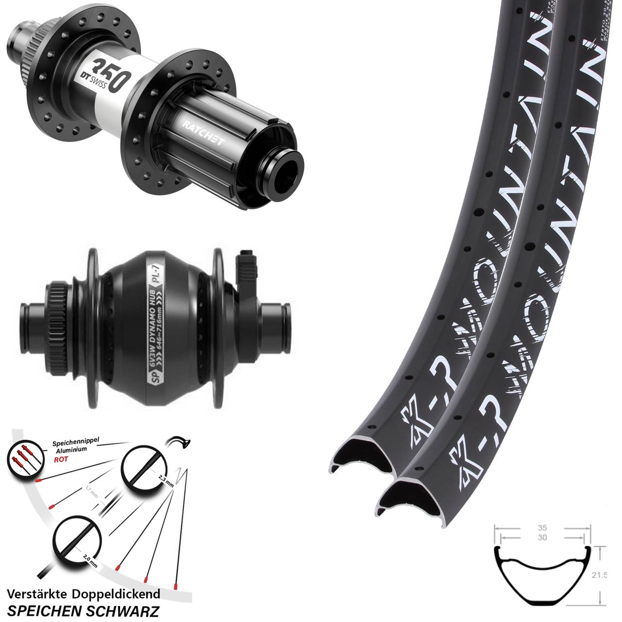 27,5 Zoll KX-R Mountain SP PL-7 DT Swiss 350 HG Centerlock Laufradsatz 12x100/142