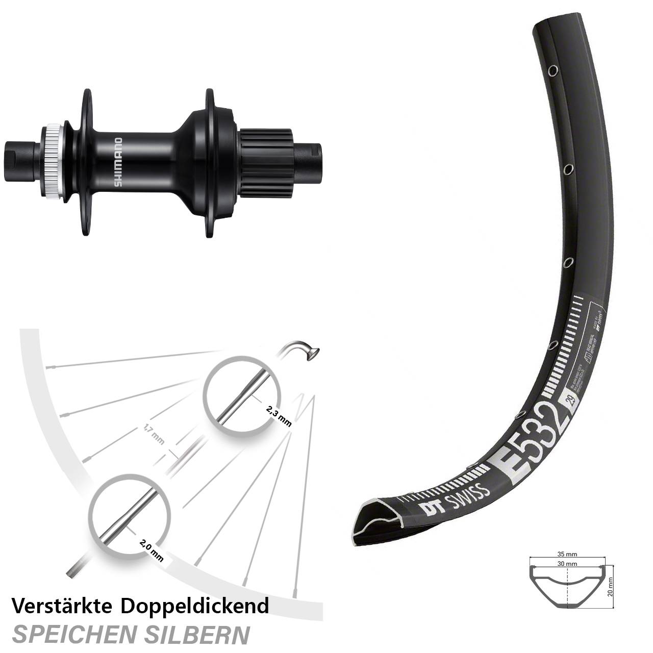 Hinterrad Centerlock 29 Zoll DT Swiss E532 Shimano FH-MT510B Micro Spline 12x148