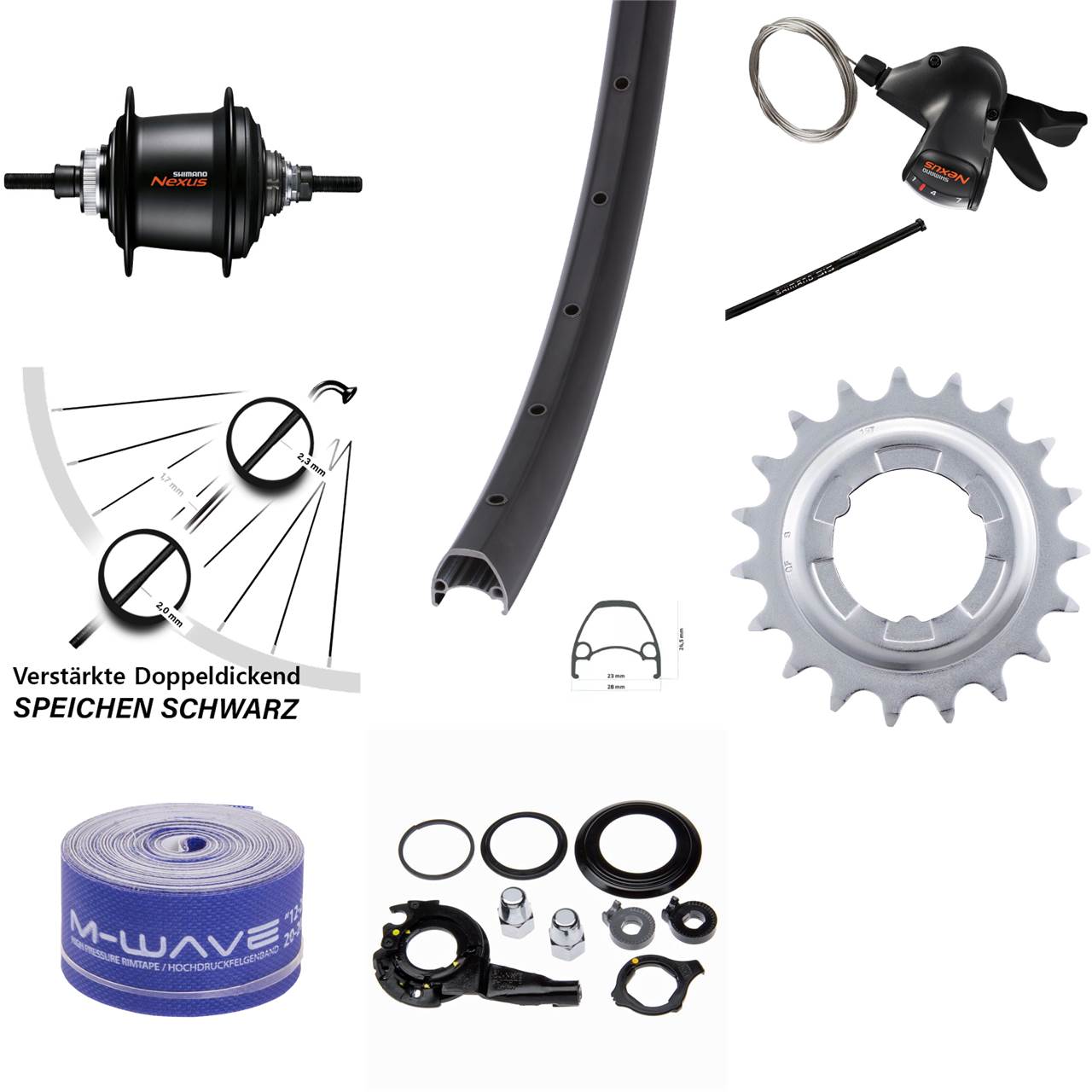 28 Zoll Hinterrad Ambrosio Sport Shimano Nexus 7 Gang Centerlock