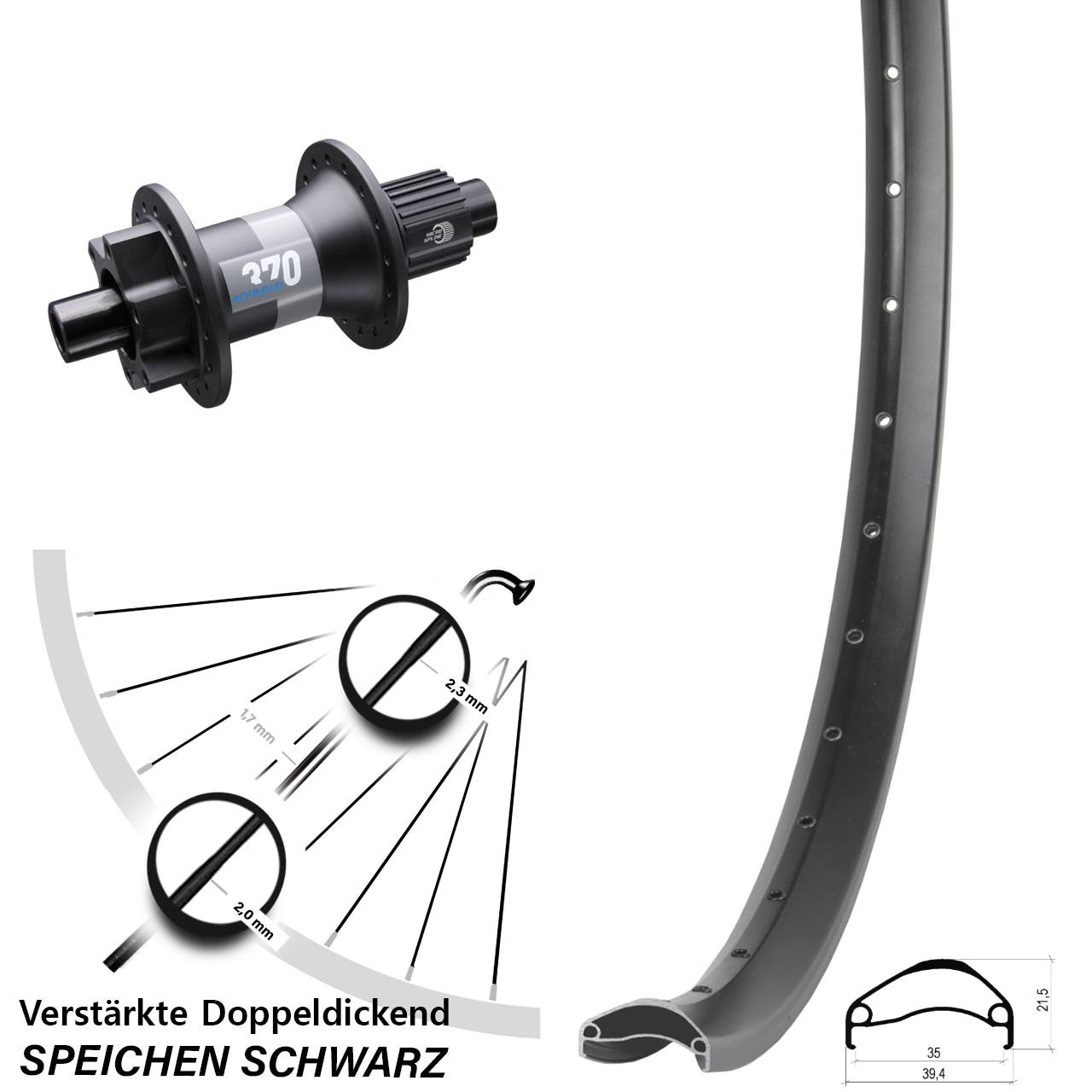 Ambrosio E35 DT Swiss Hybrid 370 29 Zoll Disc Hinterrad 12x148 Shimano Micro Spline
