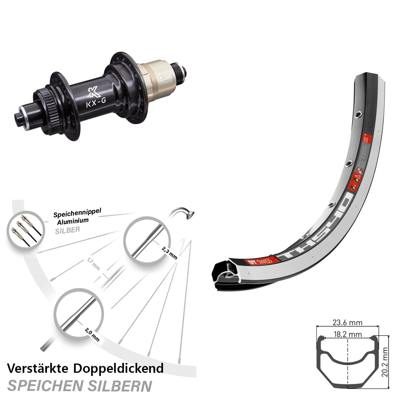 28 Zoll Hinterrad DT Swiss TK 540 mit KX-G Schnellspanner Sram XD-R