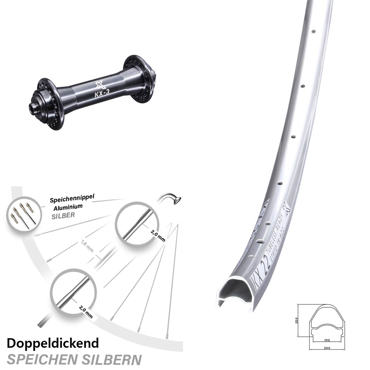Vorderrad QR 28 Zoll KX 22 Felgenbremse leicht