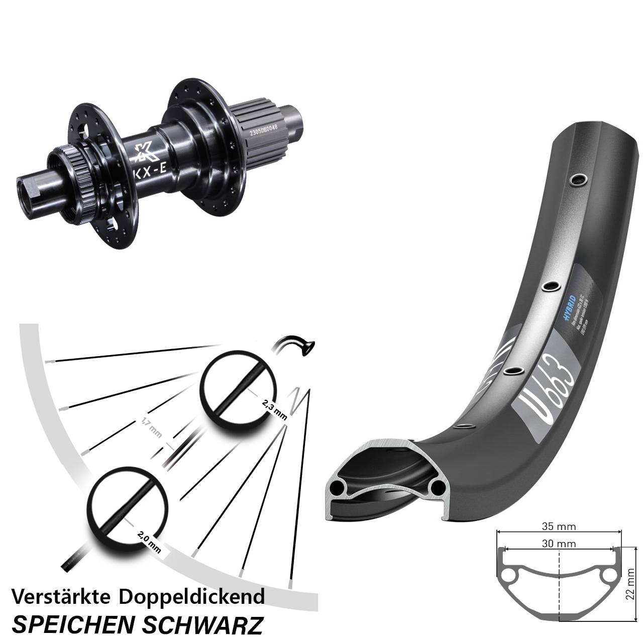 Disc Laufrad 12x142 26 Zoll DT Swiss U663 KX-E Shimano Micro Spline