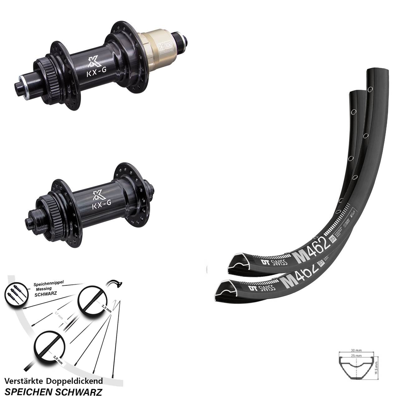 Centerlock Laufradsatz 650B DT Swiss M462 KX-G XDR 11-12 fach für Schnellspanner