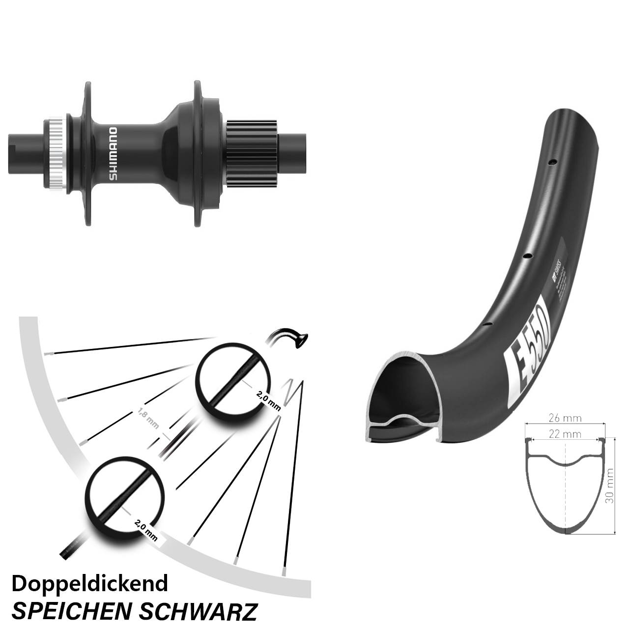 Hinterrad Centerlock 28 Zoll DT Swiss E550 Shimano FH-MT410 Micro Spline 12x142