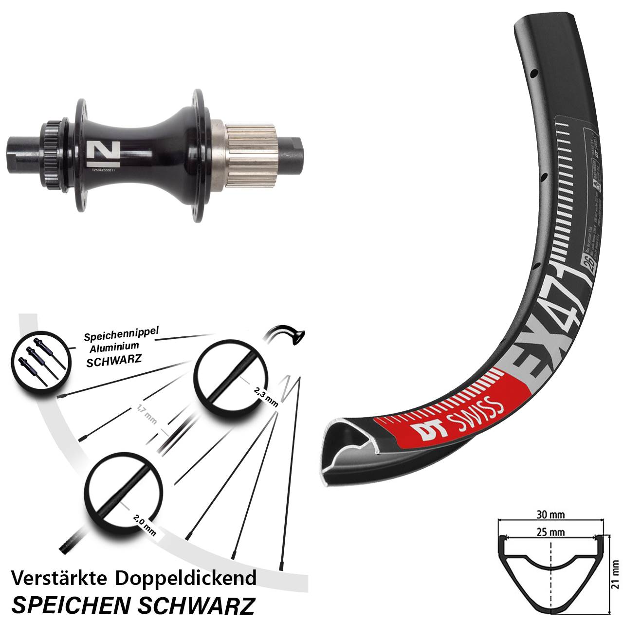 DT Swiss EX471 Novatec D462 26 Zoll Hinterrad Centerlock 12x148 Boost Micro Spline