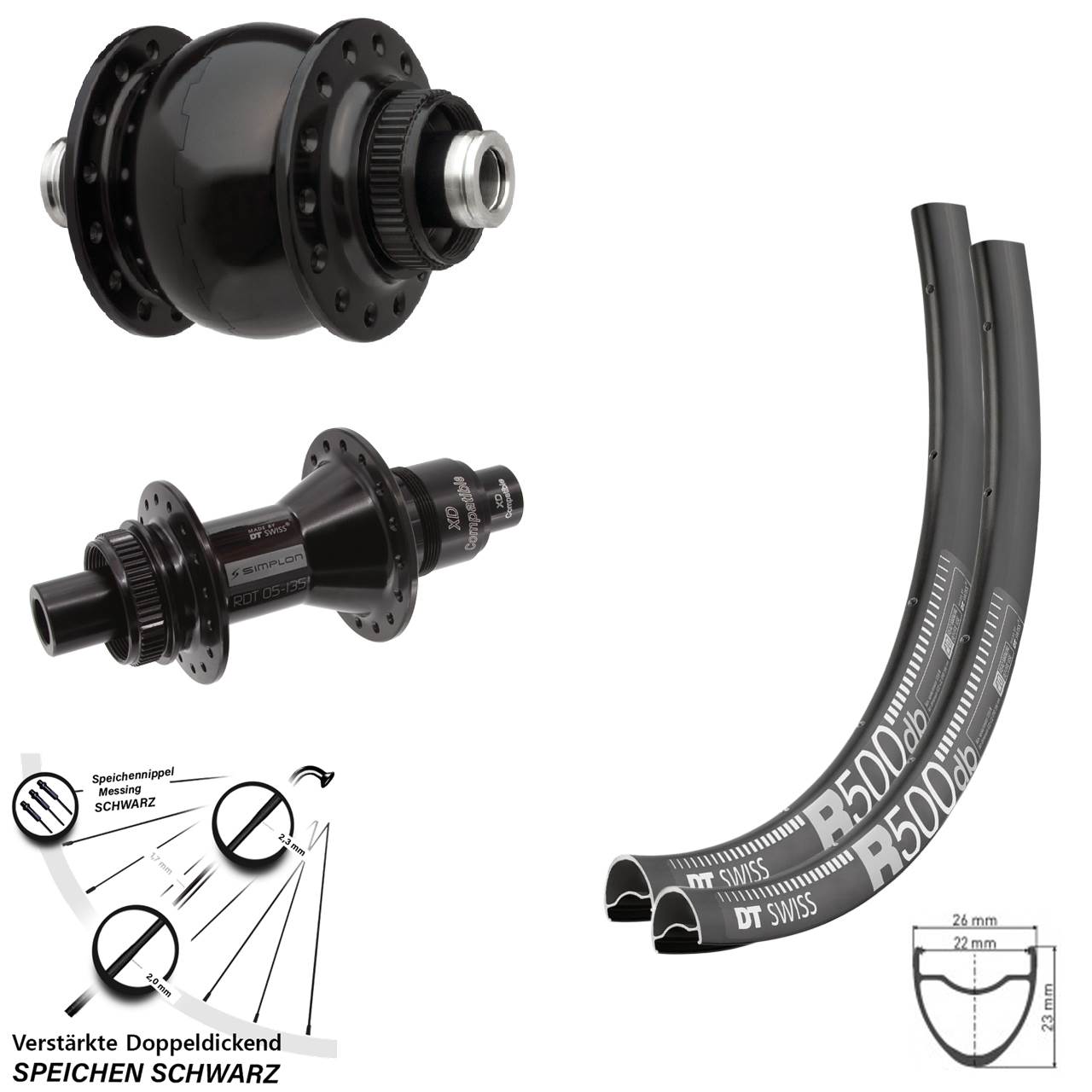 Disc Laufradsatz DT Swiss R500-370 SON 28 Zoll SRAM XD 12x100/142