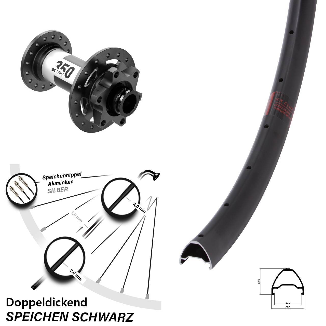 29 Zoll KX Clue DT Swiss 350 Vorderrad 6-Loch 15x110 Boost