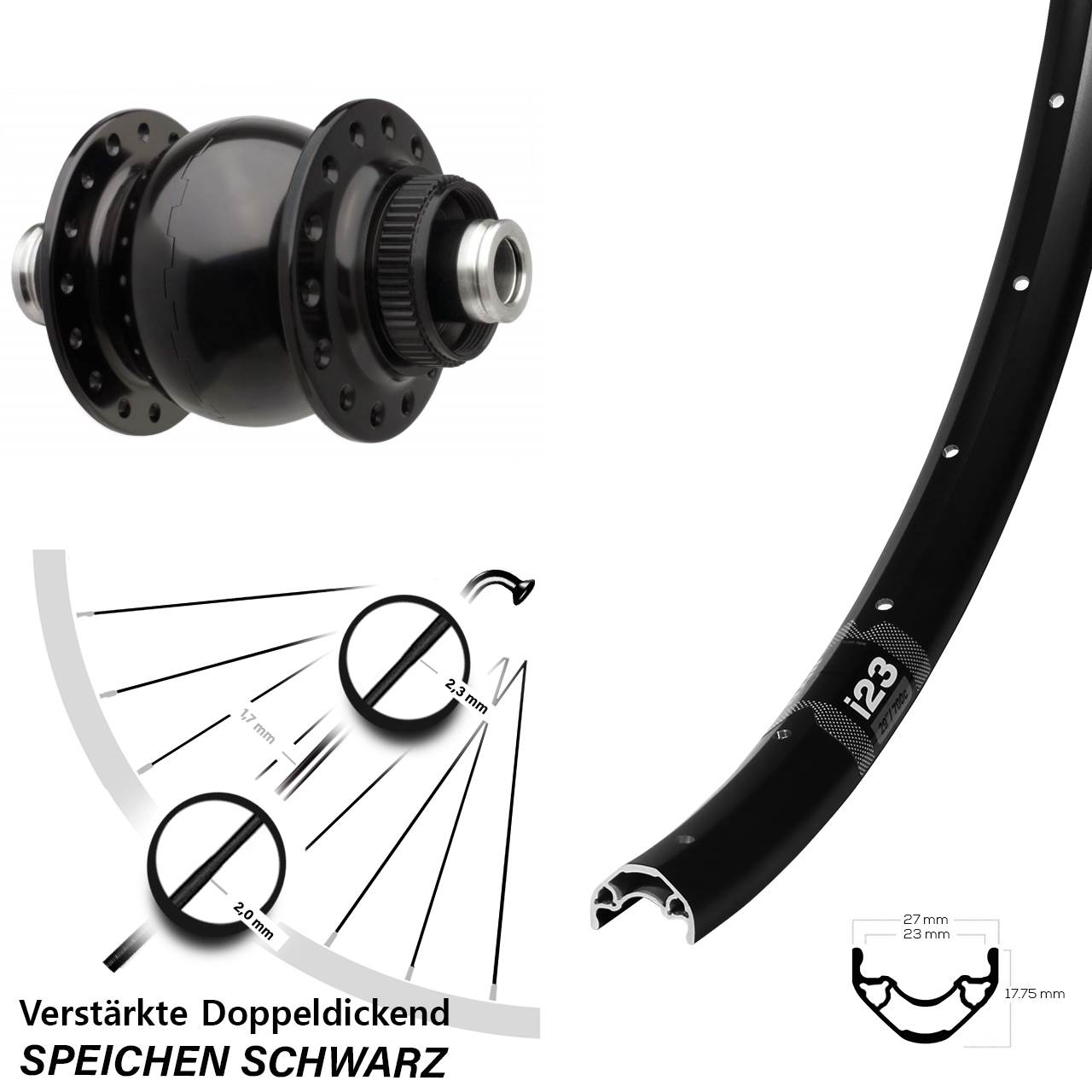 WTB i23 ST SON 28 Zoll Disc Nabendynamolaufrad 12x110 Boost