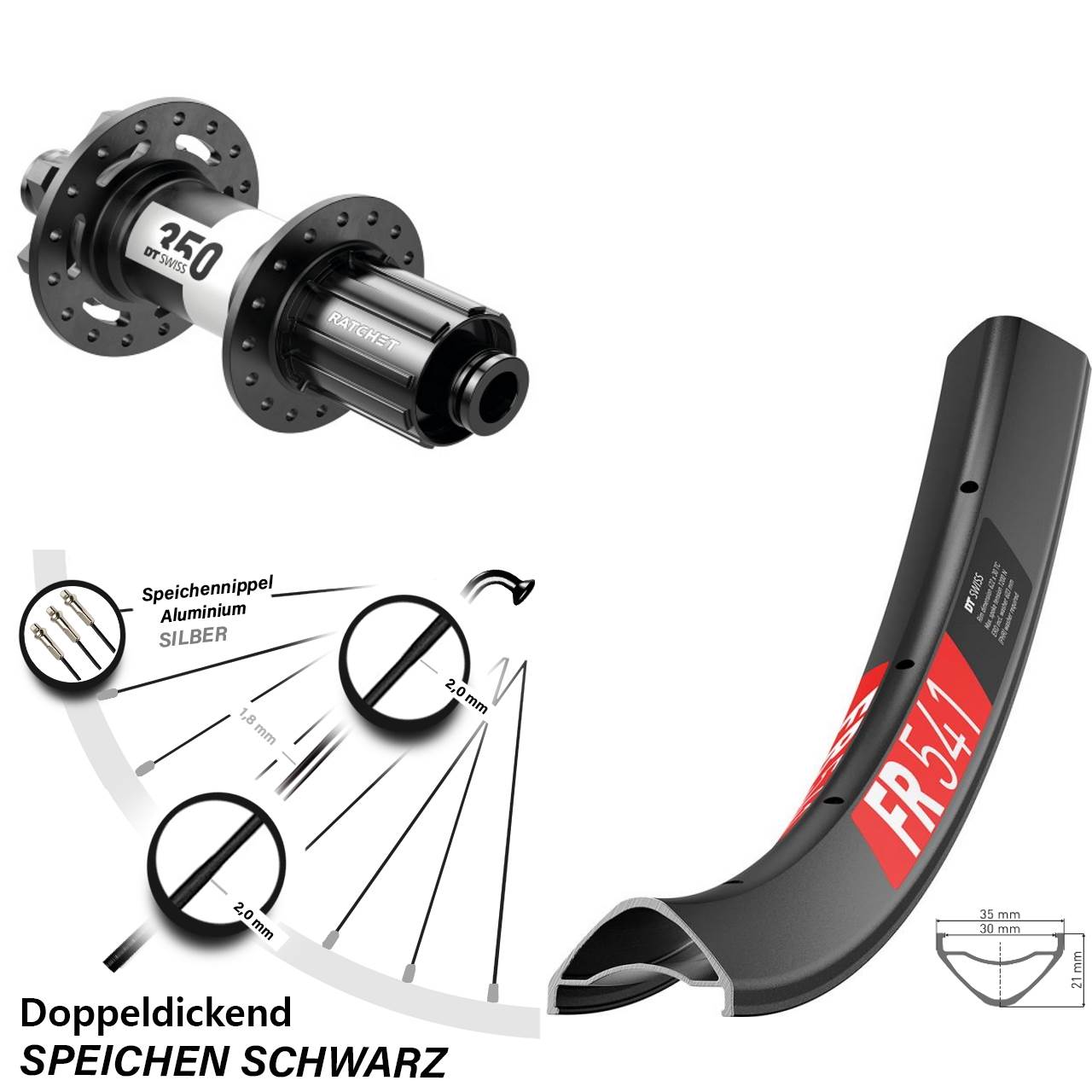 Disc Laufrad 29 Zoll DT Swiss FR541-350 8-11 fach 12x142