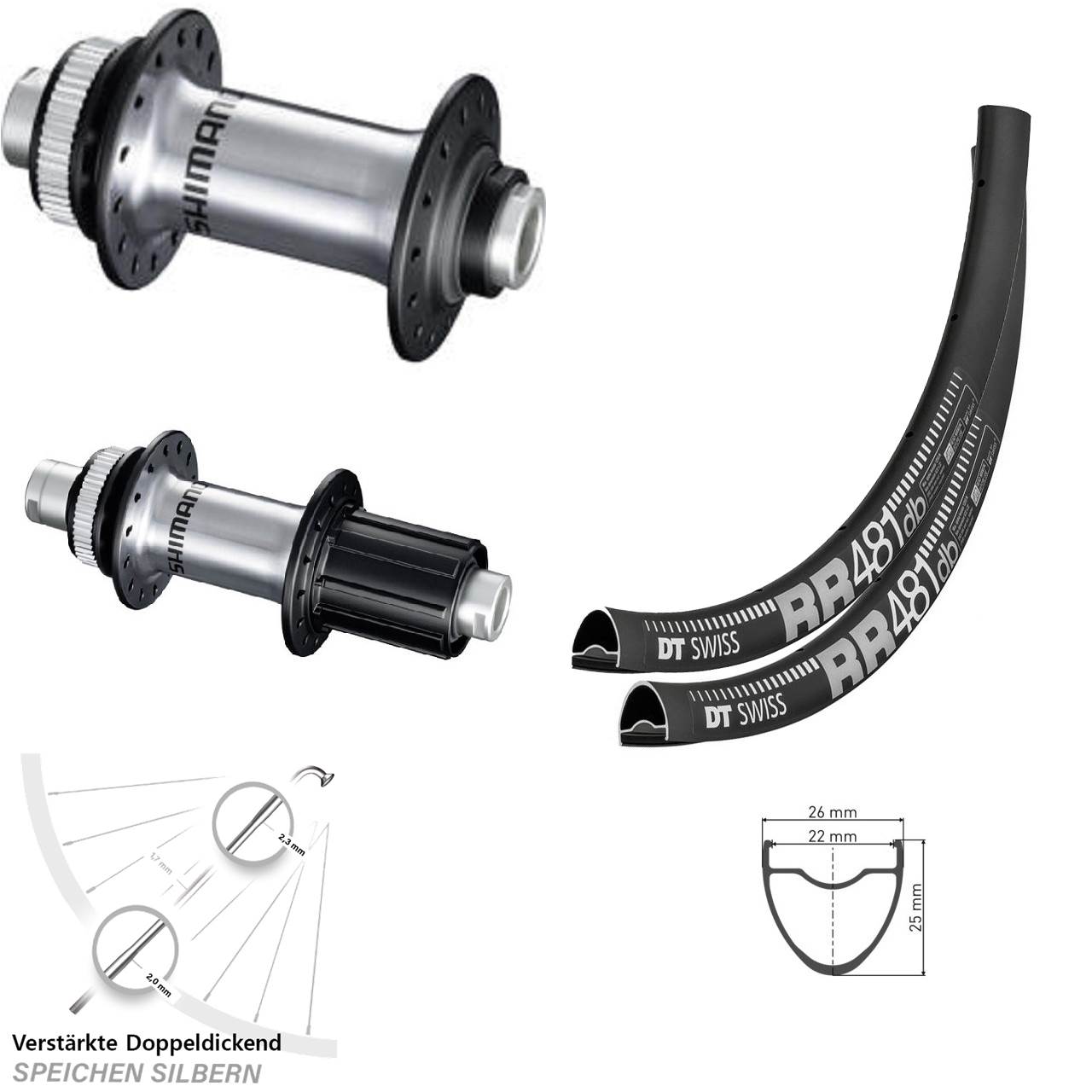 DT Swiss RR481 Shimano GRX RS770 28 Zoll Laufradsatz Centerlock 12x100/142 8-12 fach