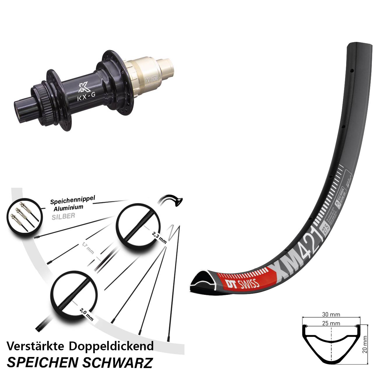 Disc Hinterrad 650B DT Swiss XM421 KX-G SRAM XDR 12x142