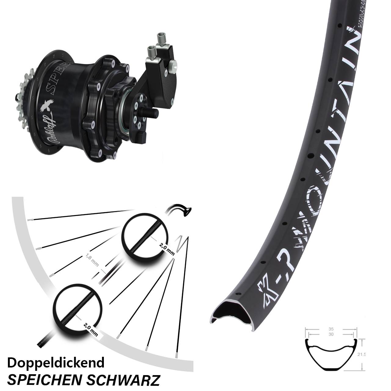 KX-R Mountain Rohloff Speedhub TS DB OEM Tandem 29 Zoll Disc Laufrad
