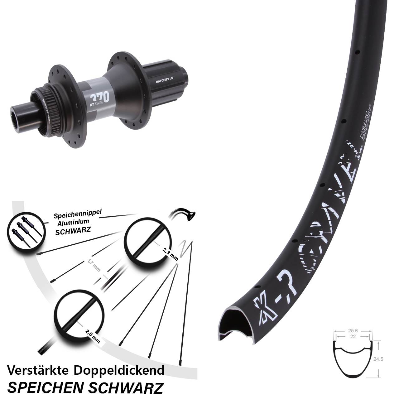 Hinterrad Centerlock 12x142 28 Zoll KX-R Gravel DT Swiss 370 11-12 fach HG
