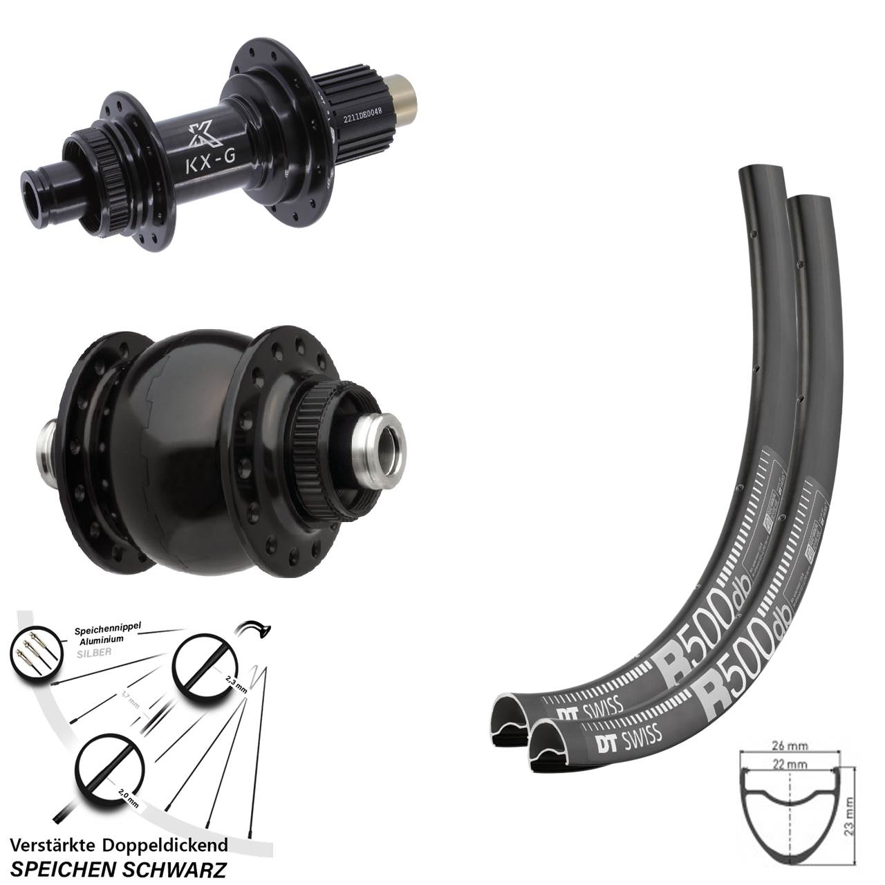 Disc Laufradsatz 12x100/142 28 Zoll DT Swiss R500 KX-G SON delux Shimano Micro Spline