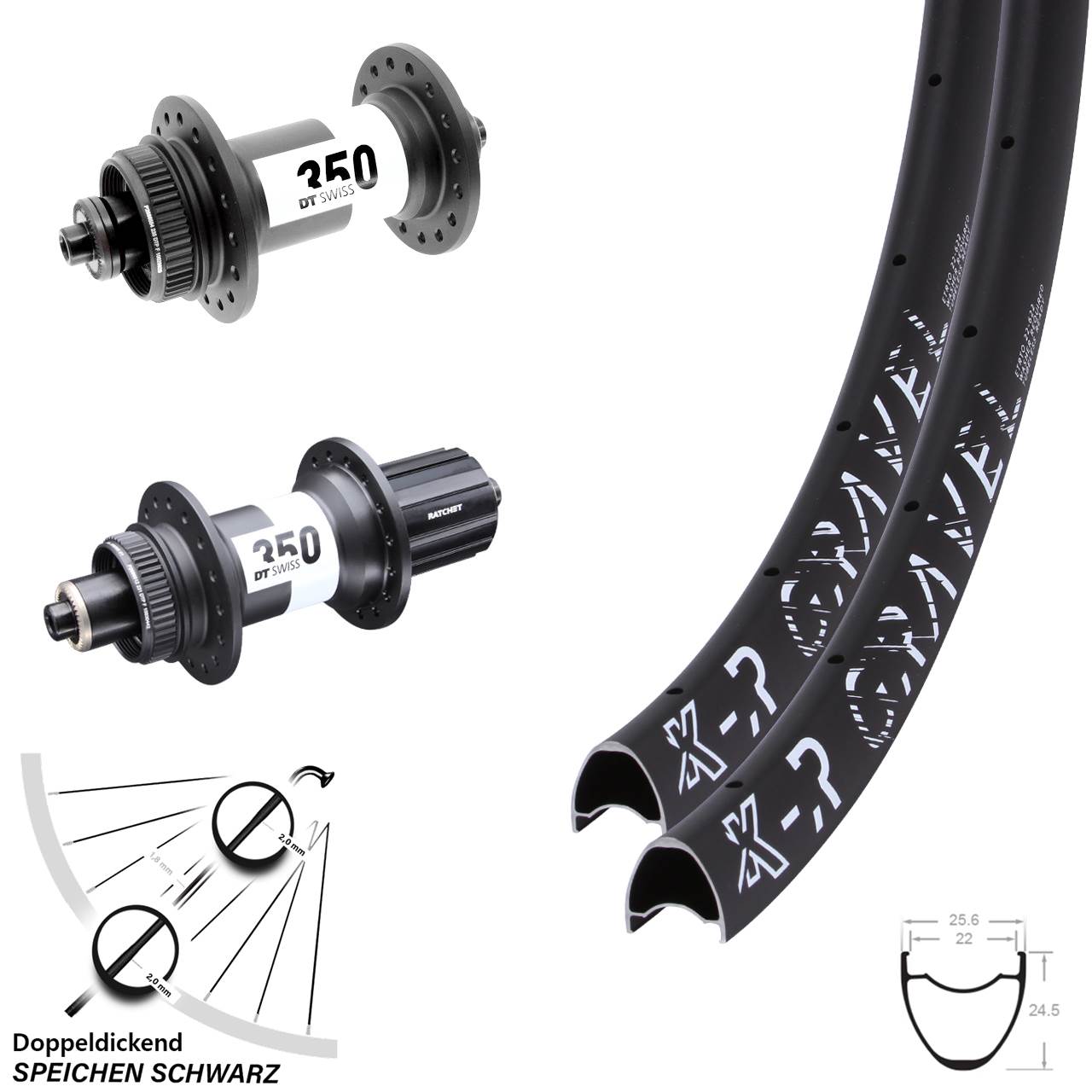 28 Zoll KX R Gravel DT Swiss 350 11-12 fach Disc Laufradsatz 5x100/135