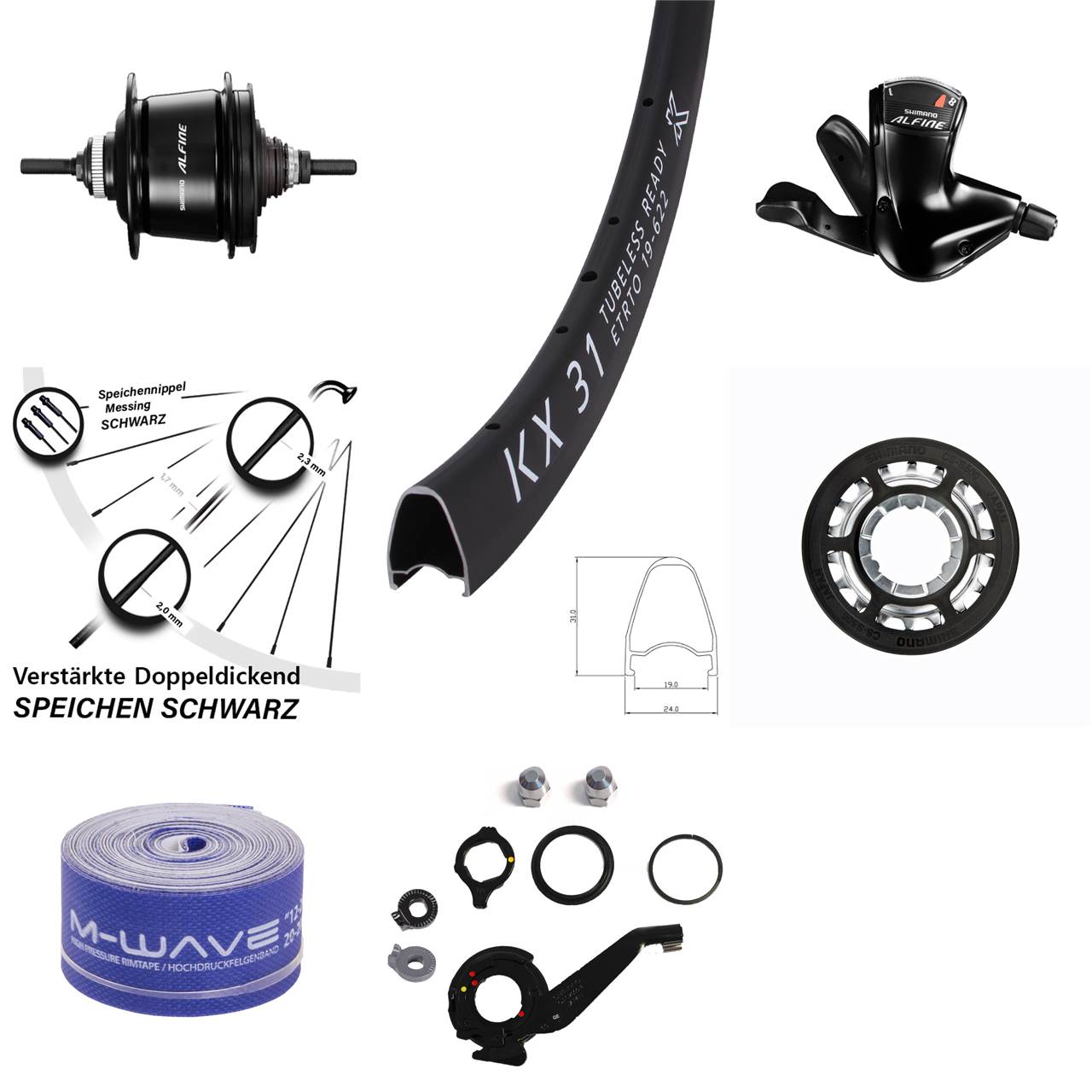 28 Zoll Shimano 8 Gang Alfine KX 31 Disc Hinterrad