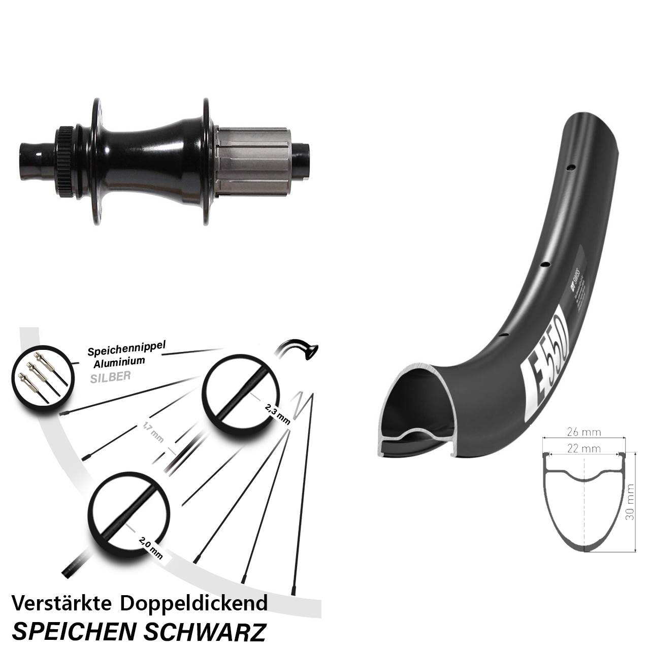 Hinterrad Centerlock 28 Zoll DT Swiss E 550 Formula CL-142S 8-11 fach 12x142