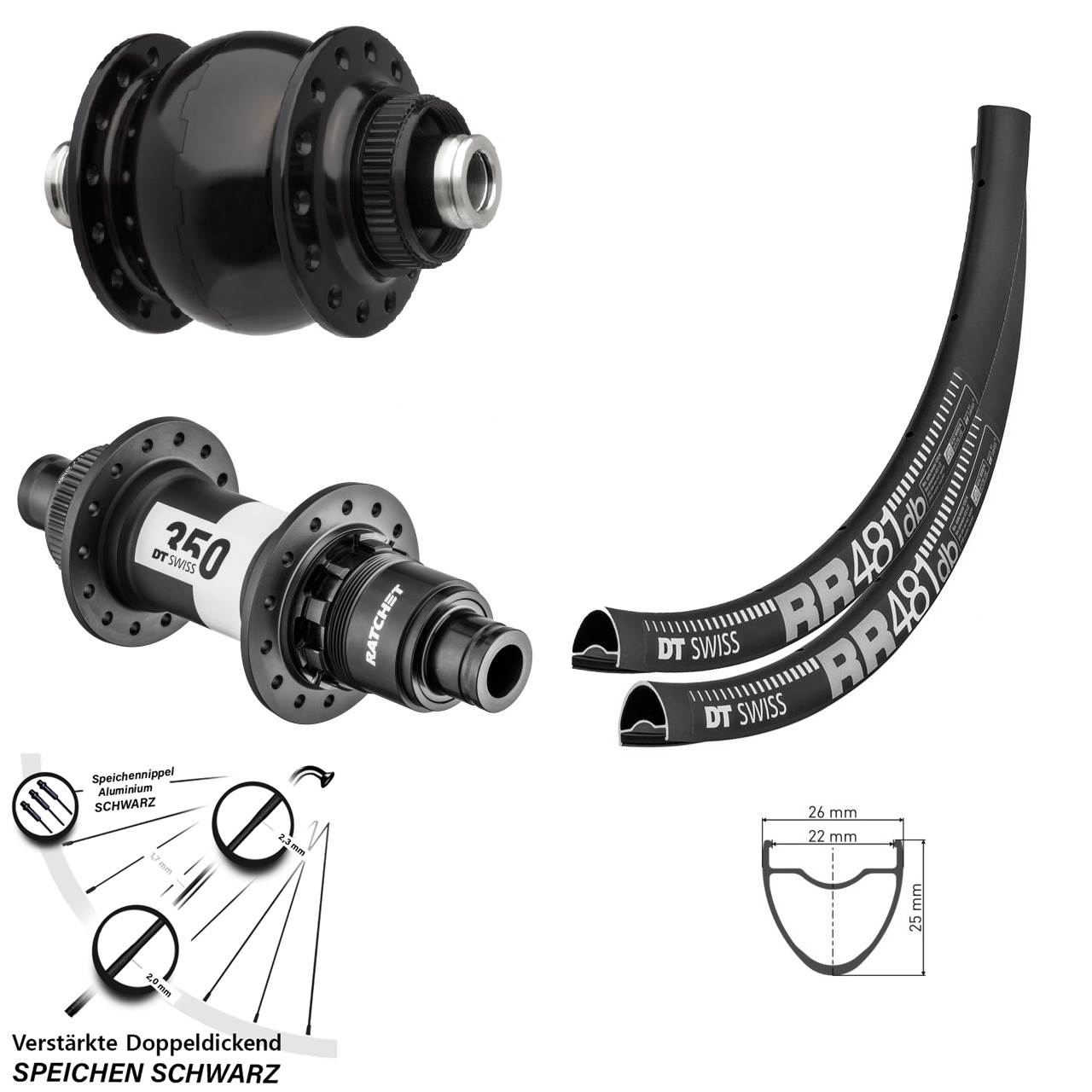 Laufradsatz Centerlock 12x100/142 28 Zoll DT Swiss RR 481-350 Road SONdelux XDR