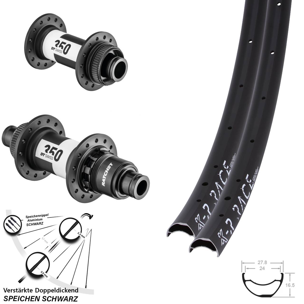 Disc Laufradsatz 28/29 Zoll KX-R Race DT Swiss 350 SRAM XD Disc 15x100 12x142