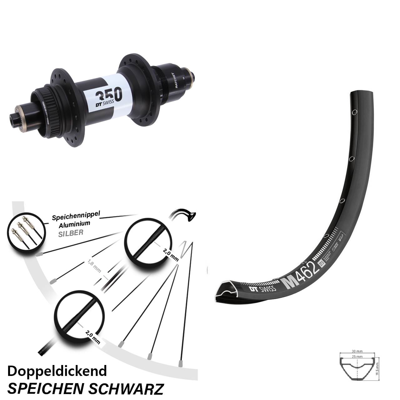 Centerlock Hinterrad 650B DT Swiss M 462-350 XD QR