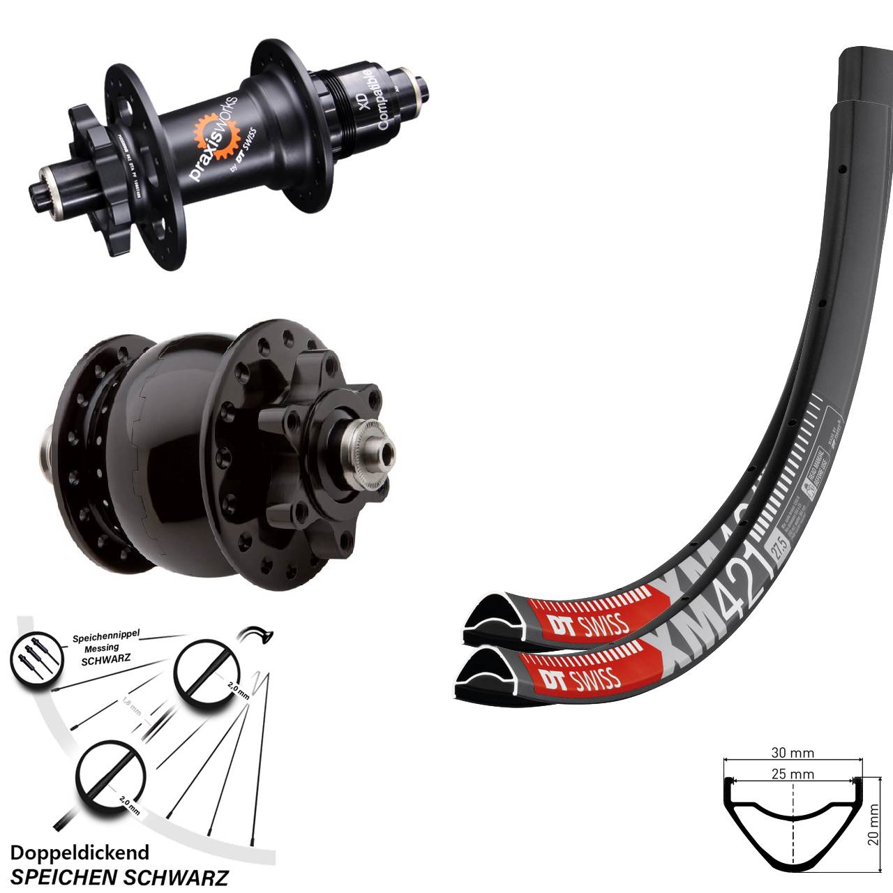 Disc Laufrad-Satz für Schnellspanner 29 Zoll DT Swiss XM 421 350 SON 28 XD