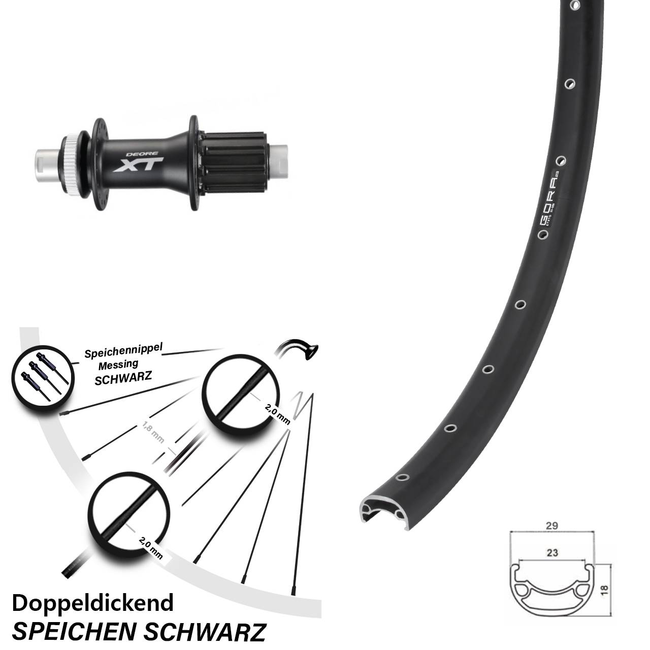Gora 23 26 Zoll Hinterrad Shimano XT 12x142 Centerlock