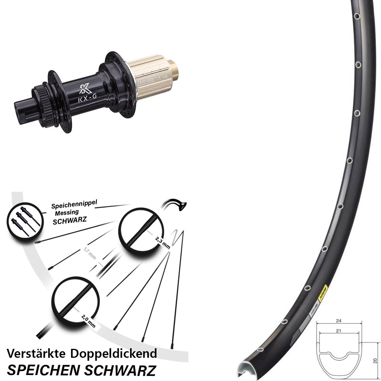 Hinterrad 29 Zoll Mavic XC621 KX-G Centerlock schwarz 8-12 fach 12x142