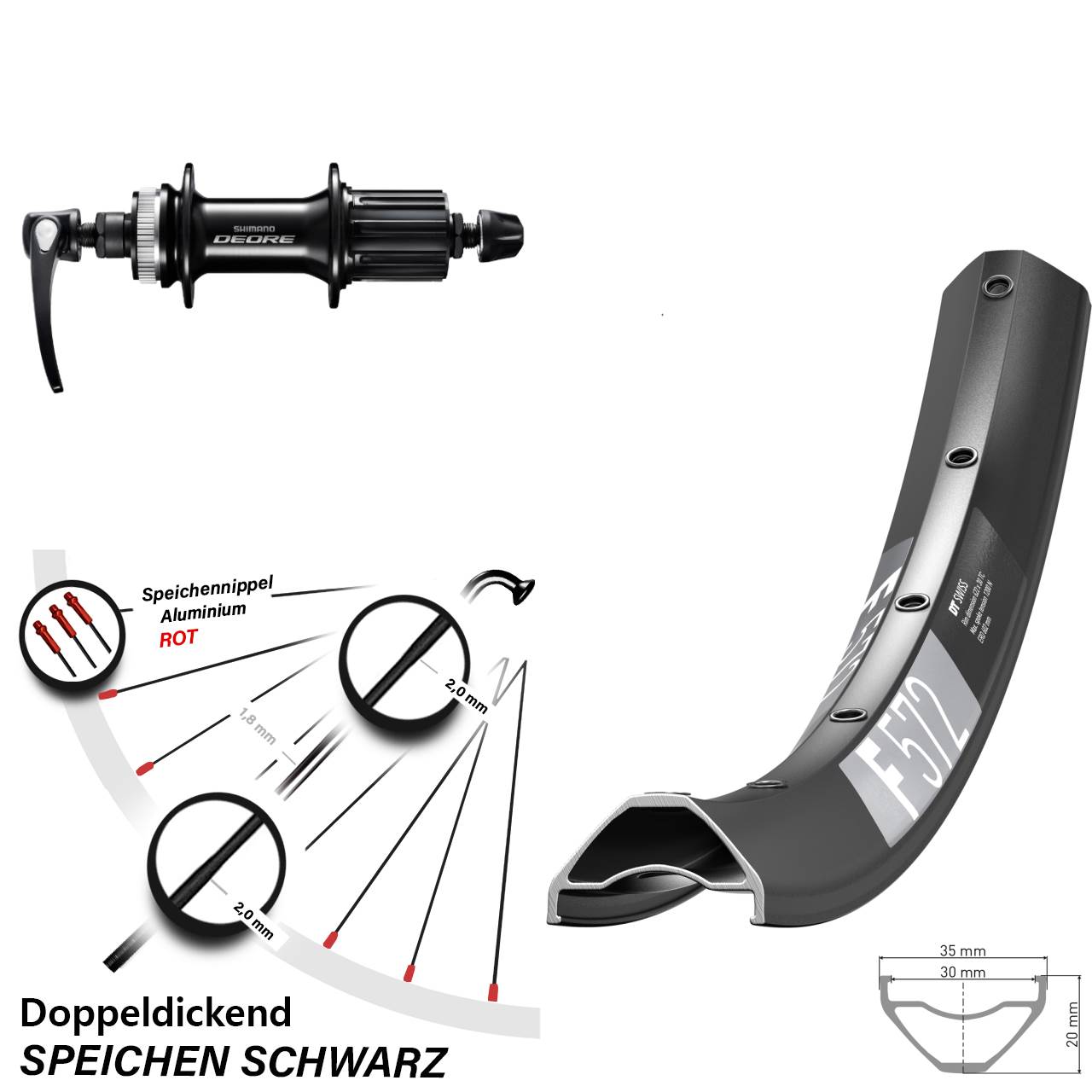 Disc Hinterrad QR 27,5 Zoll DT Swiss F572 Shimano FH-M6000 8-11 fach HG