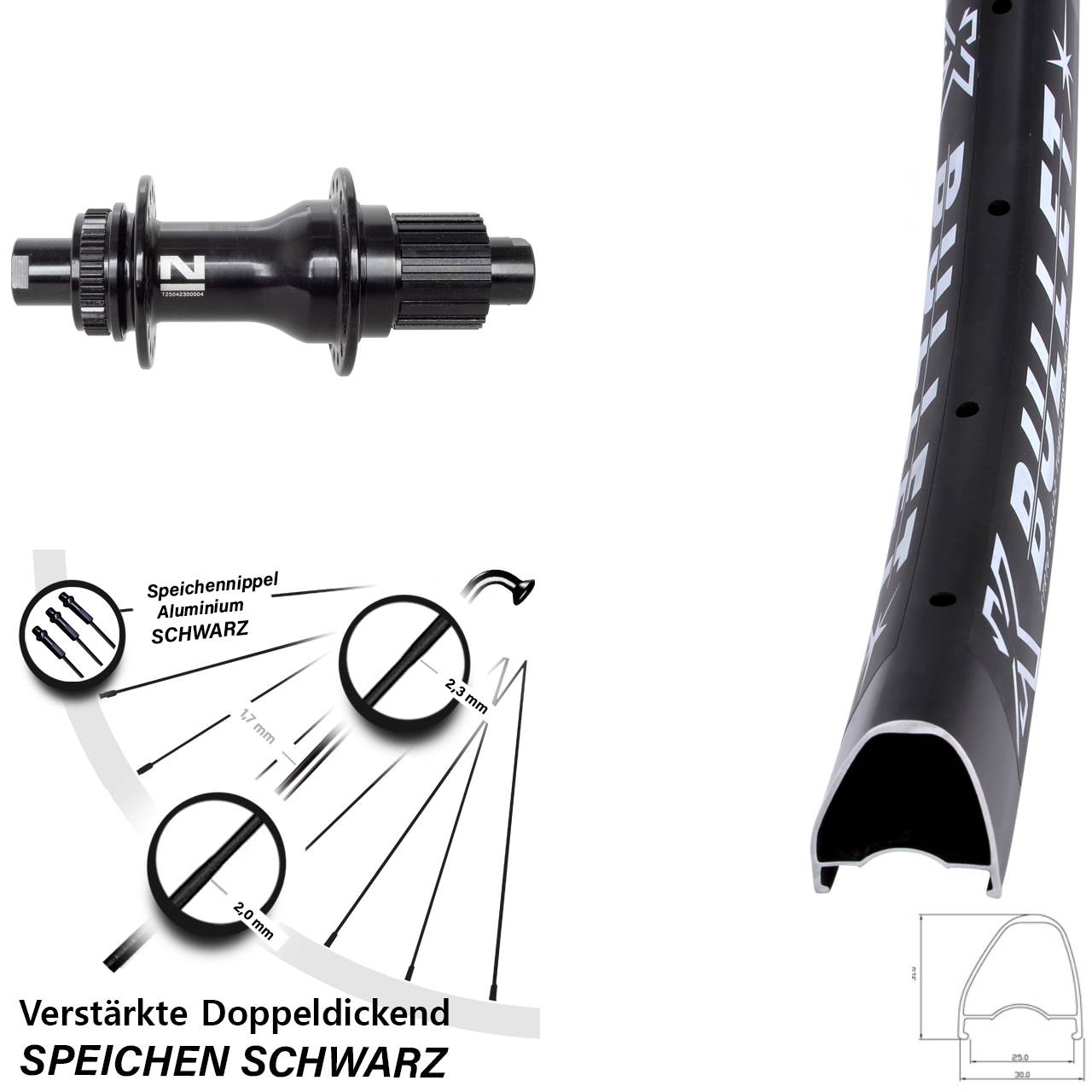 28-29 Zoll KX Bullet OS Novatec D792 Disc Hinterrad 12x142 Micro Spline