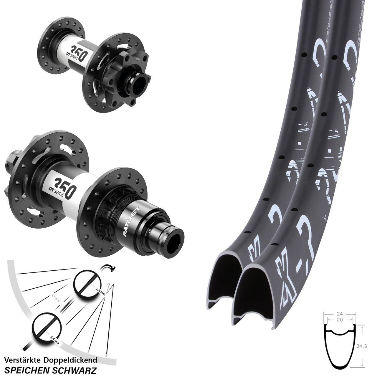 6-Loch Laufradsatz 15x100 12x142 28 Zoll KX-R Road DT Swiss 350 XD
