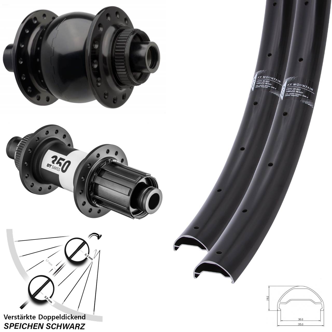 Boost Disc Laufradsatz 15x110 12x148 29 Zoll KX Mountain DT Swiss 350 SON 28 8-11 fach