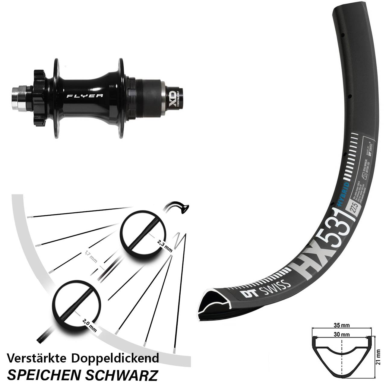 29 Zoll DT Swiss HX 531 Formula DHT142 Disc Hinterrad 12x142 SRAM XD