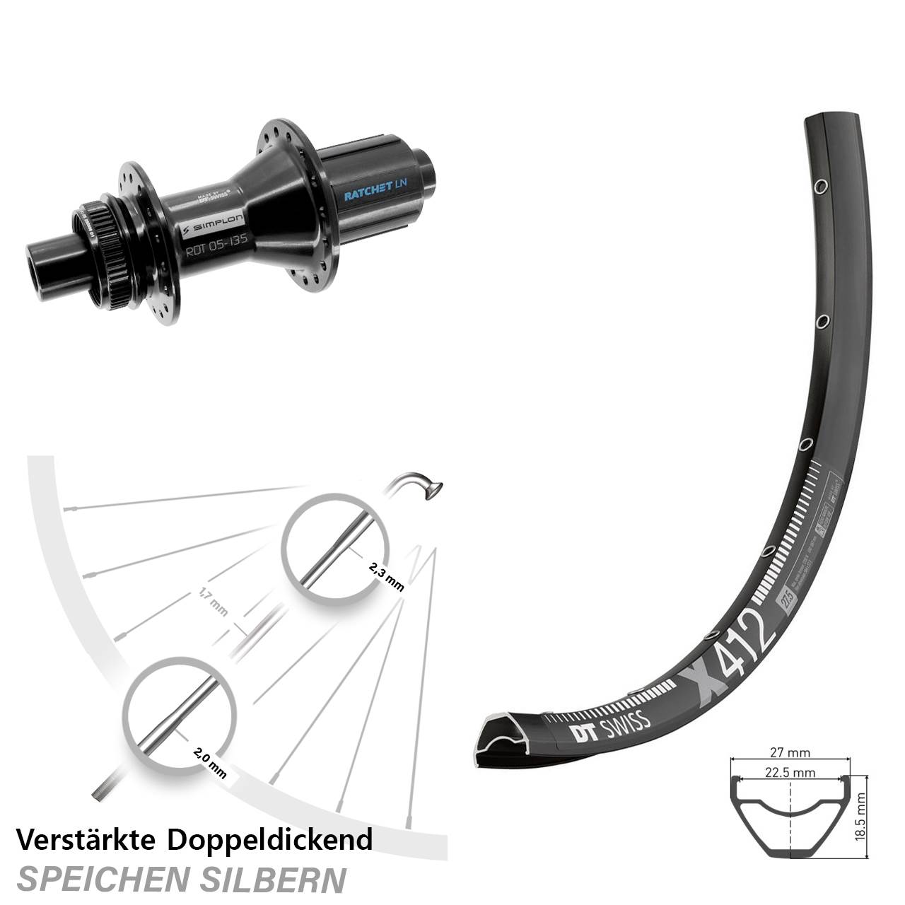 Disc Hinterrad 29 Zoll DT Swiss X412-370 Hybrid 8-11 fach HG 12x142