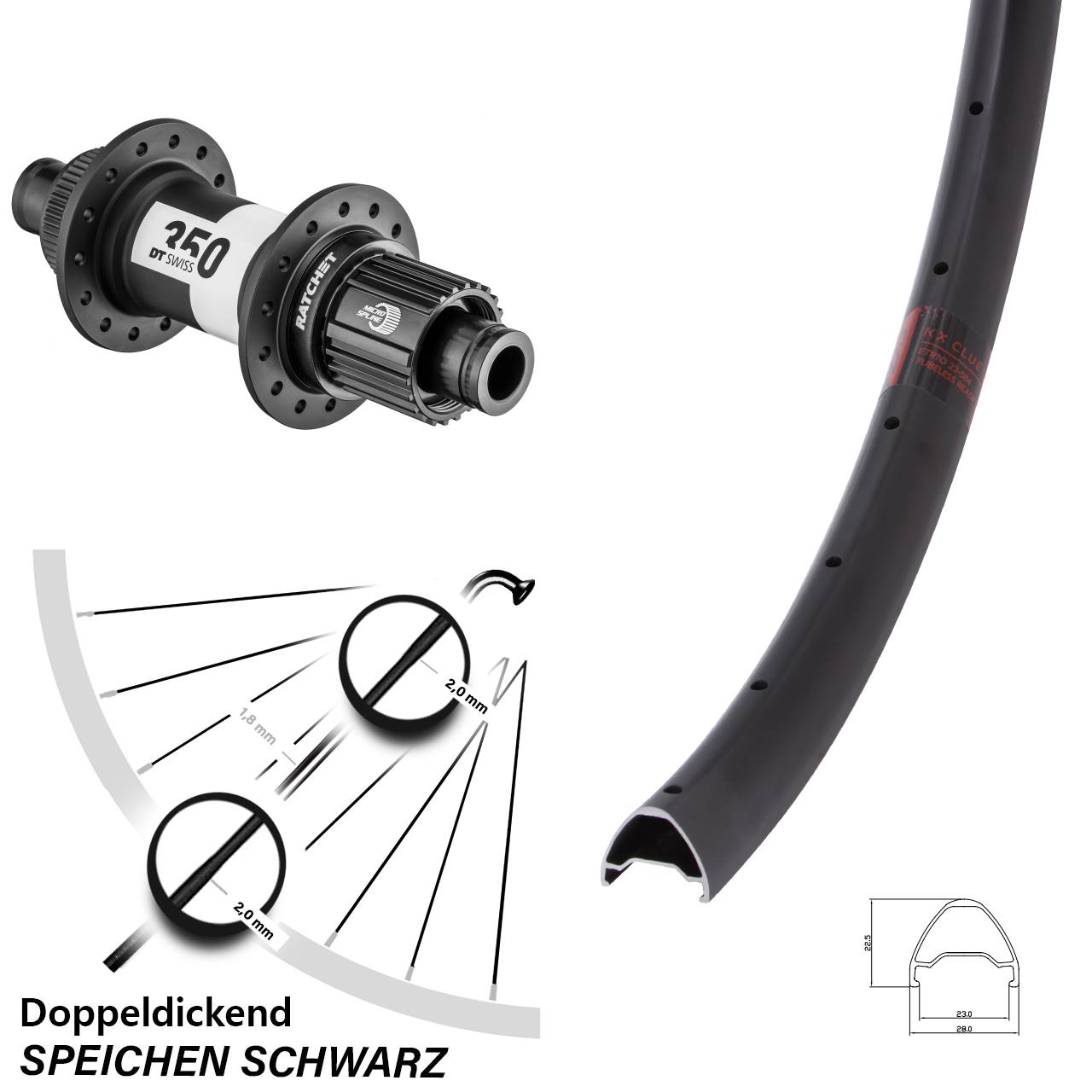 Disc Laufrad 28 Zoll KX Clue DT Swiss 350 Micro Spline 12x142